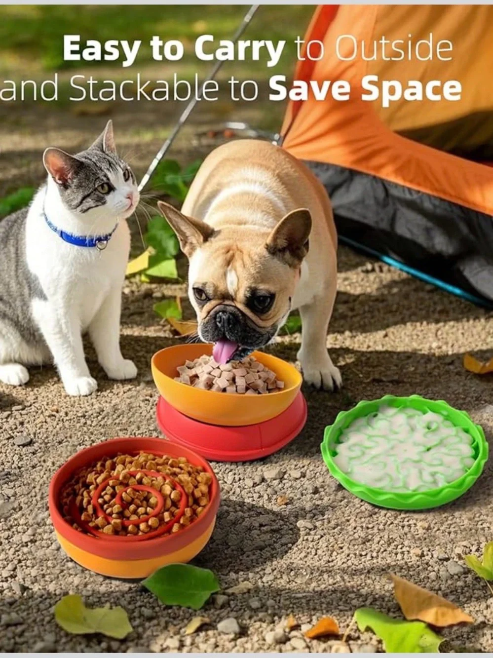Interactive Hamburger Slow Feeder Dog Bowl - Orange, Red & Green
